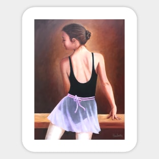 Dancer woman girl at exercise bar Sticker